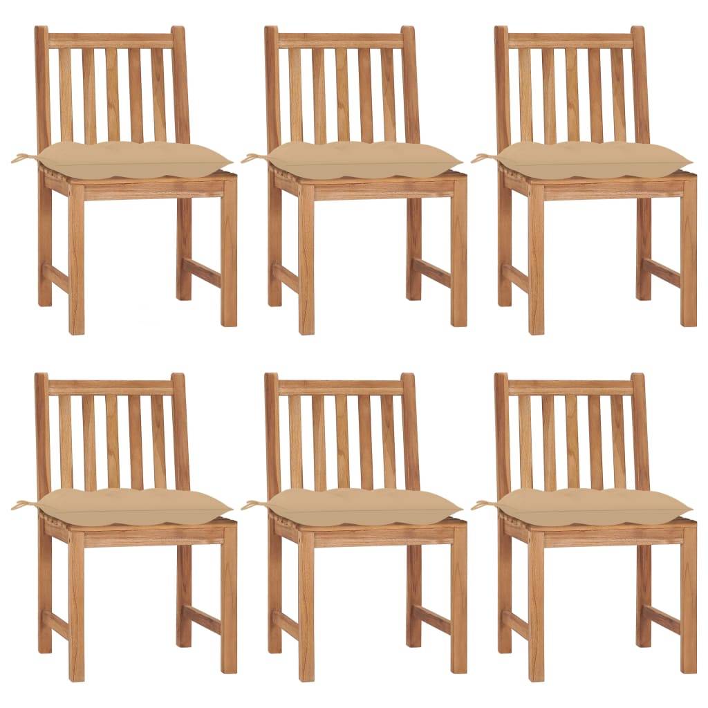 vidaXL Gartenstühle 6 Stk. mit Kissen Massivholz Teak
