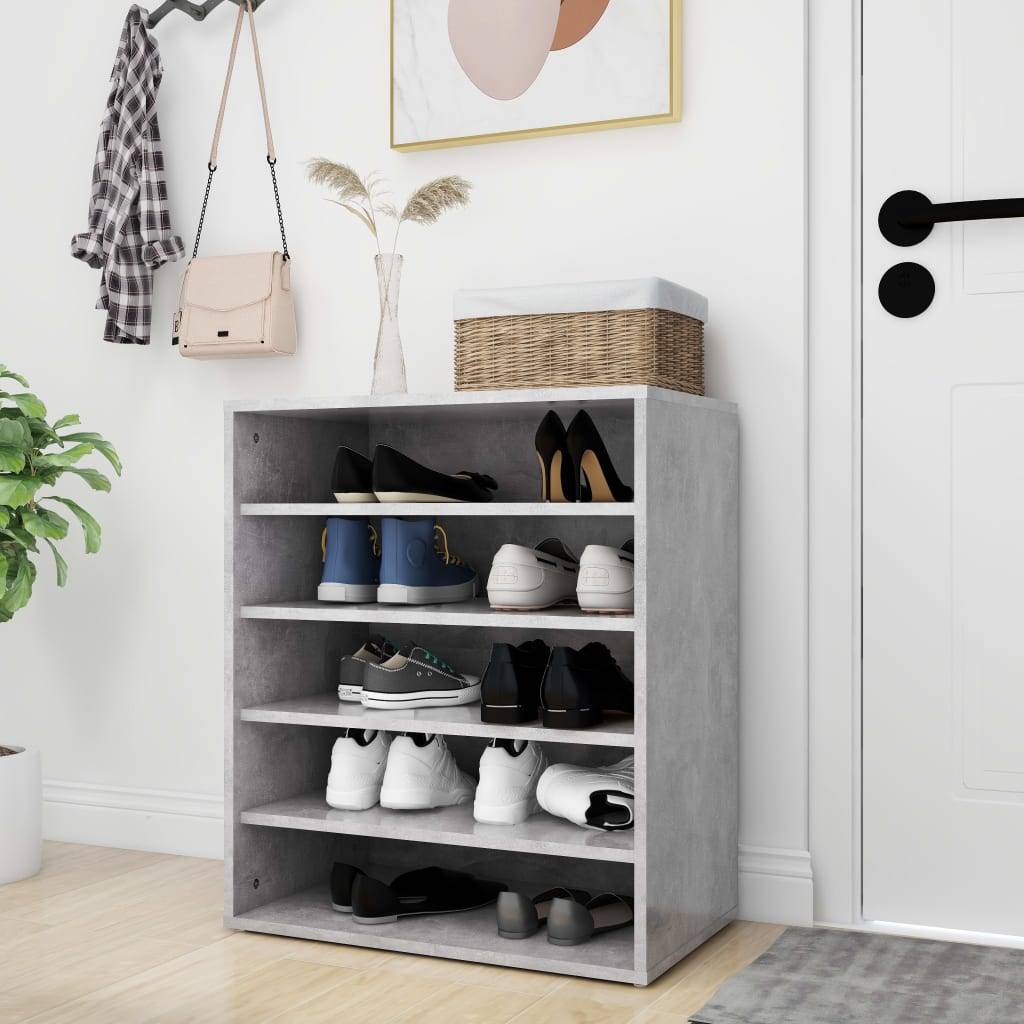 vidaXL Schuhschrank Betongrau 60x35x70 cm Holzwerkstoff