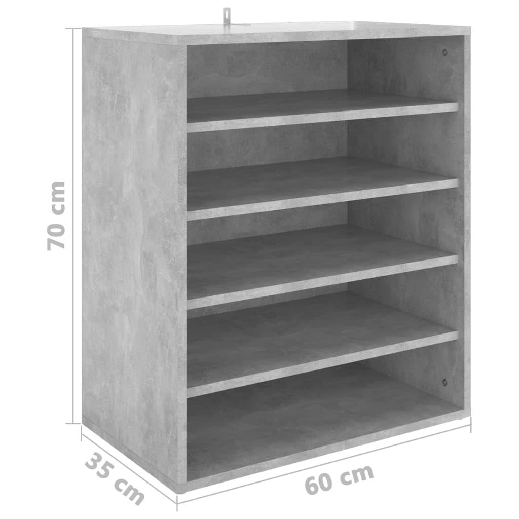 vidaXL Schuhschrank Betongrau 60x35x70 cm Holzwerkstoff