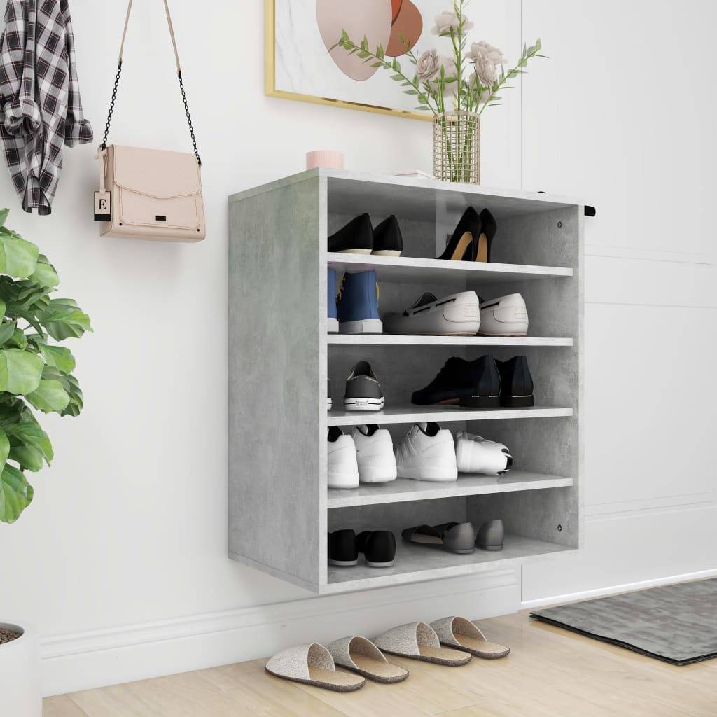 vidaXL Schuhschrank Betongrau 60x35x70 cm Holzwerkstoff
