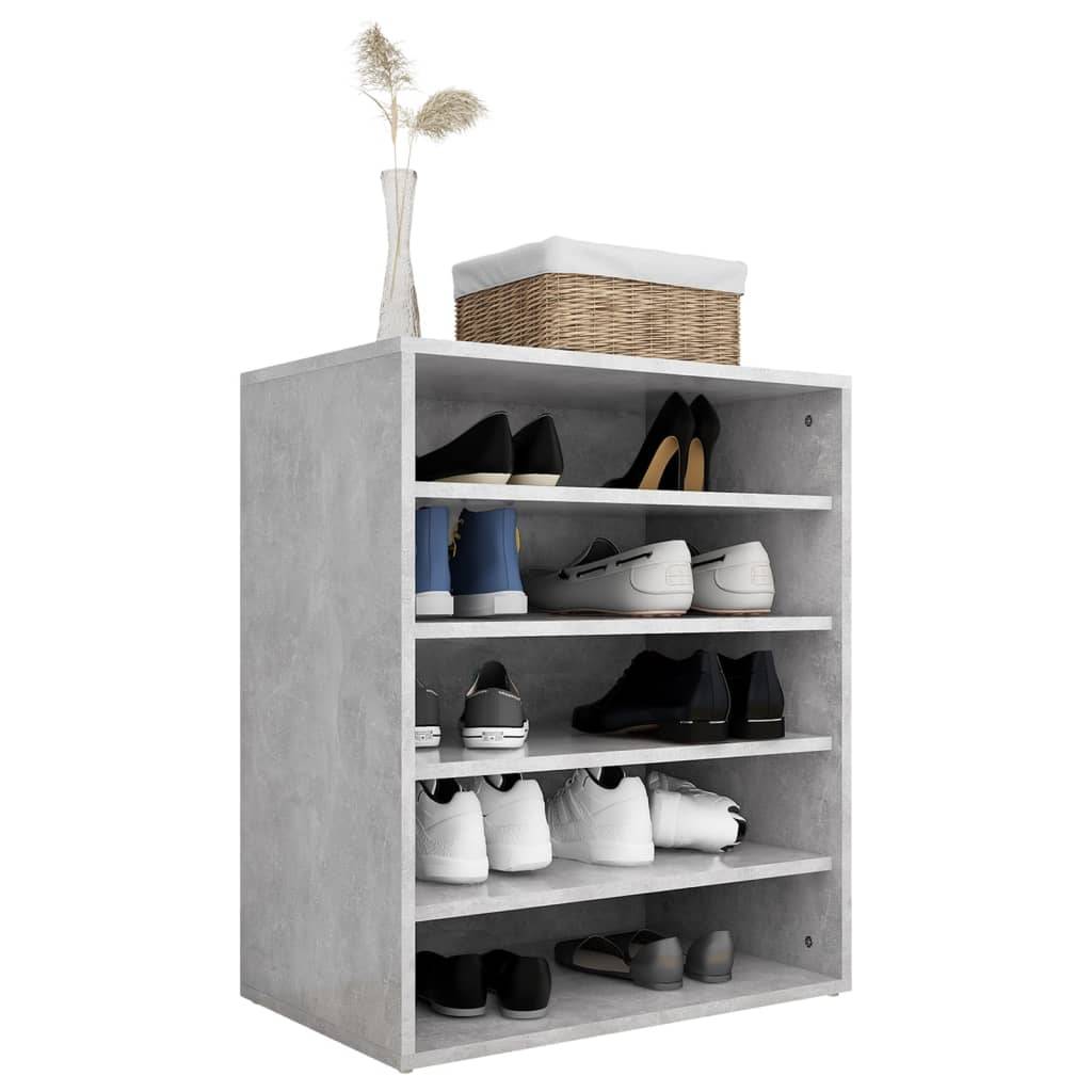 vidaXL Schuhschrank Betongrau 60x35x70 cm Holzwerkstoff