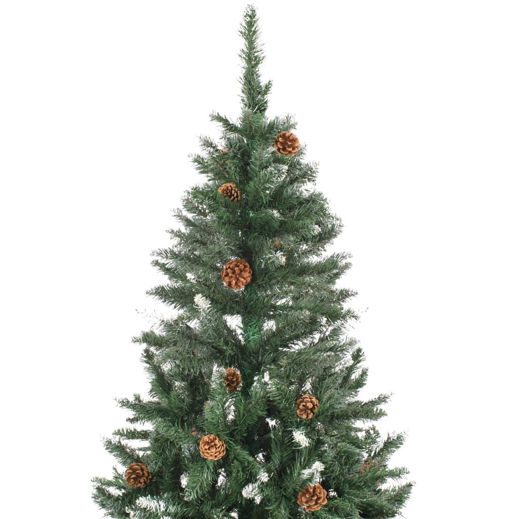 vidaXL Künstlicher Weihnachtsbaum Kiefernzapfen Weißem Glitzer 210 cm
