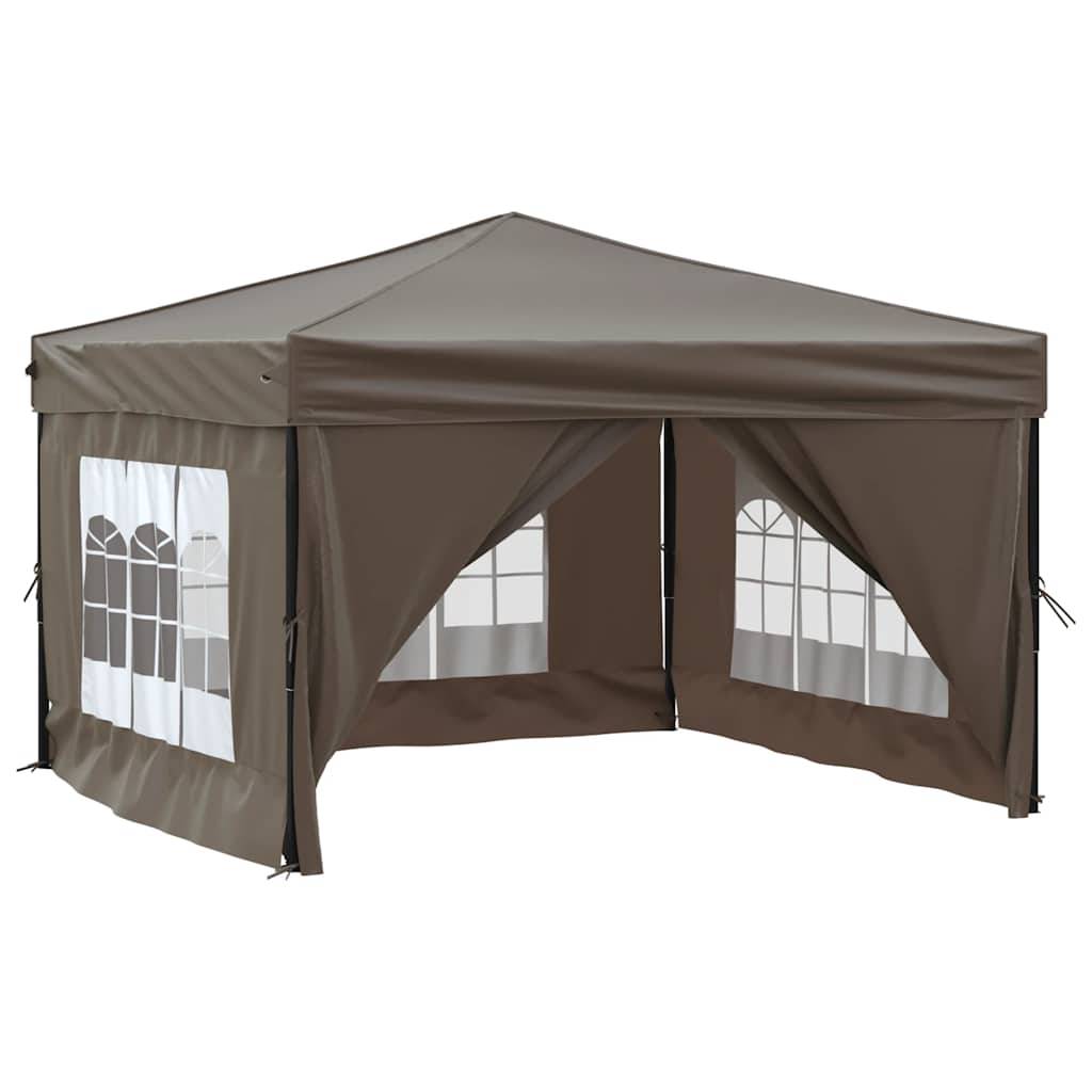 vidaXL Partyzelt Faltbar mit Seitenwänden Taupe 3x3 m