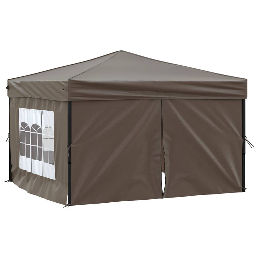 vidaXL Partyzelt Faltbar mit Seitenwänden Taupe 3x3 m