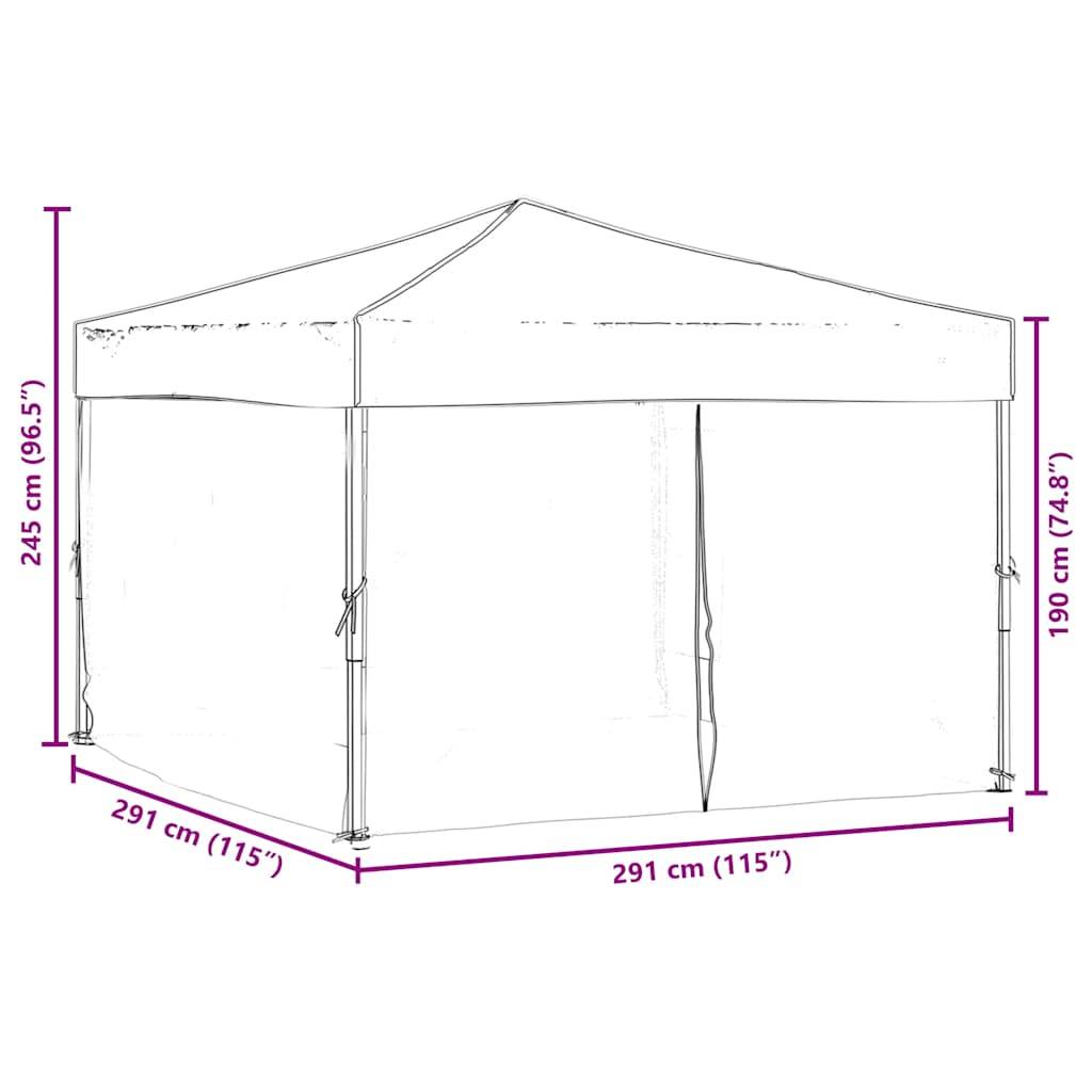 vidaXL Partyzelt Faltbar mit Seitenwänden Taupe 3x3 m