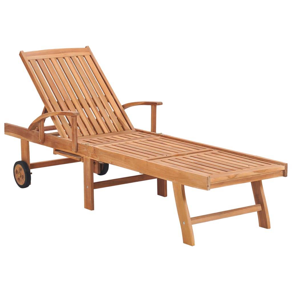 vidaXL Sonnenliegen 2 Stk. mit Auflagen Grün Massivholz Teak