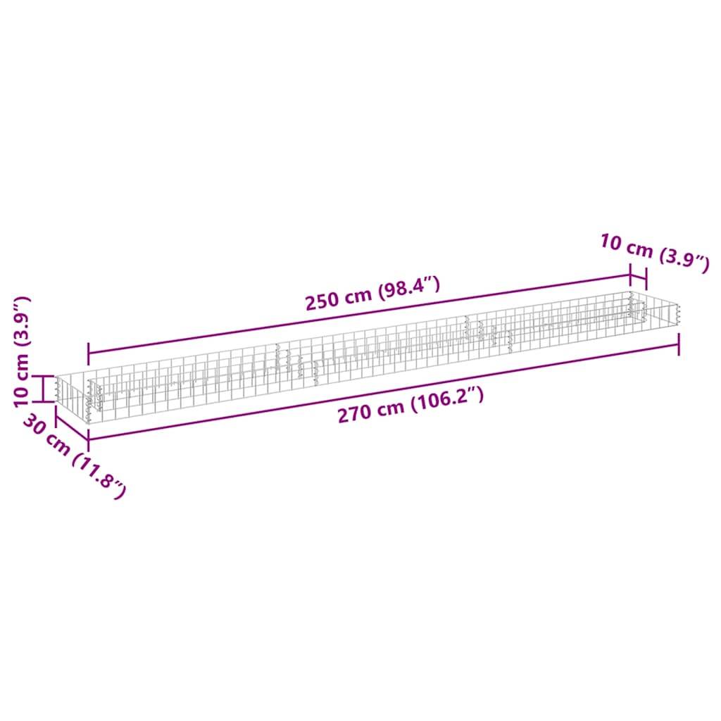 vidaXL Gabionen-Hochbeet Verzinkter Stahl 270x30x10 cm