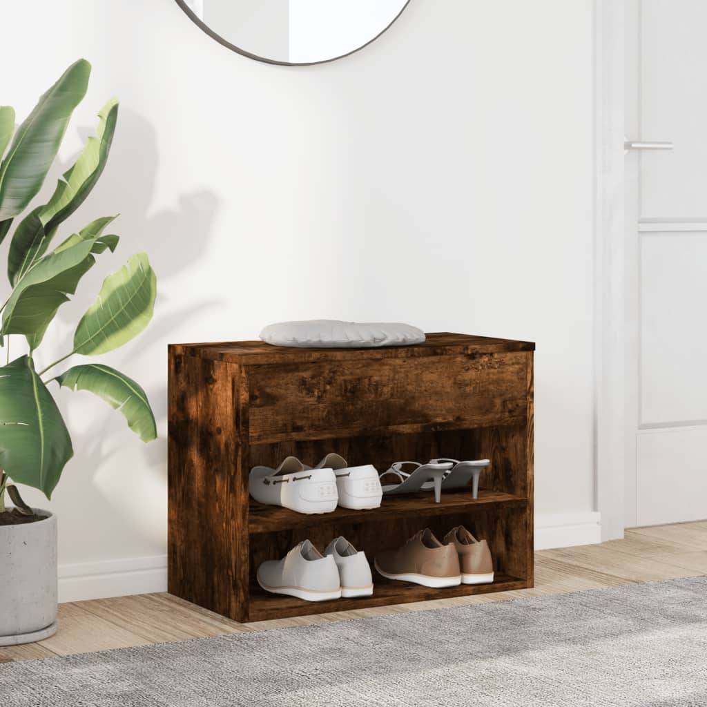vidaXL Schuhbank Räuchereiche 60x30x45 cm Holzwerkstoff