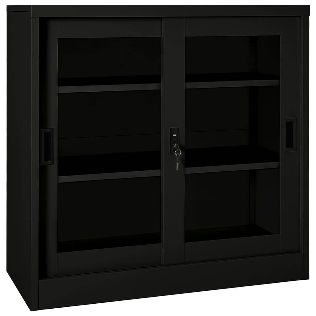 vidaXL Schrank mit Schiebetür Schwarz 90x40x90 cm Stahl
