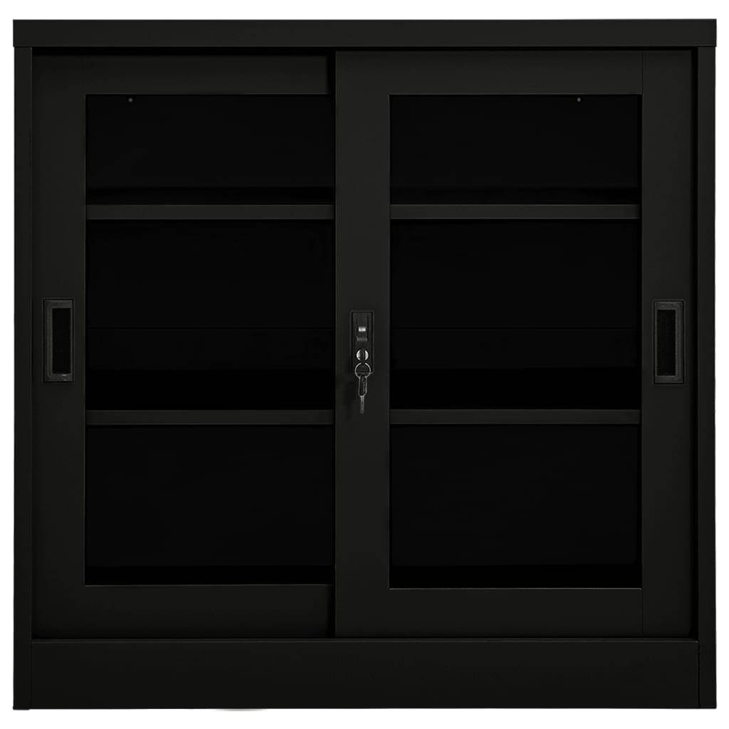 vidaXL Schrank mit Schiebetür Schwarz 90x40x90 cm Stahl