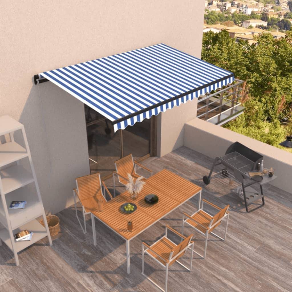 vidaXL Markise Manuell Einziehbar 450x350 cm Blau und Weiß