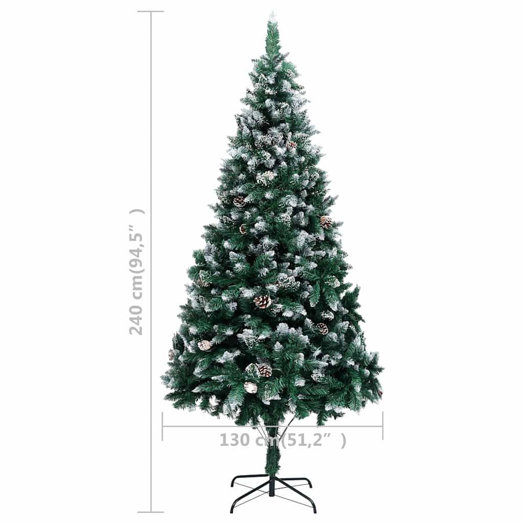 vidaXL Künstlicher Weihnachtsbaum mit Beleuchtung Kugeln Zapfen 240 cm