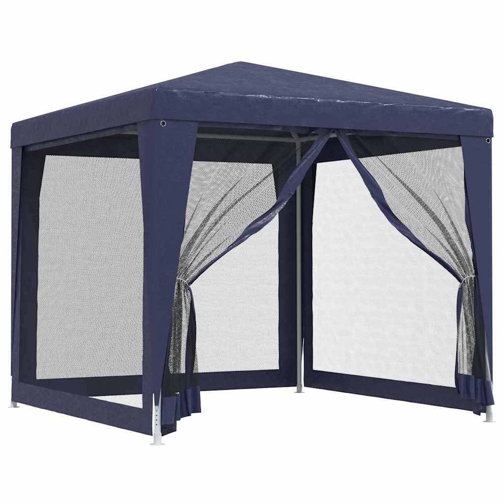 vidaXL Partyzelt mit 4 Mesh-Seitenwänden Blau 2,5x2,5 m HDPE
