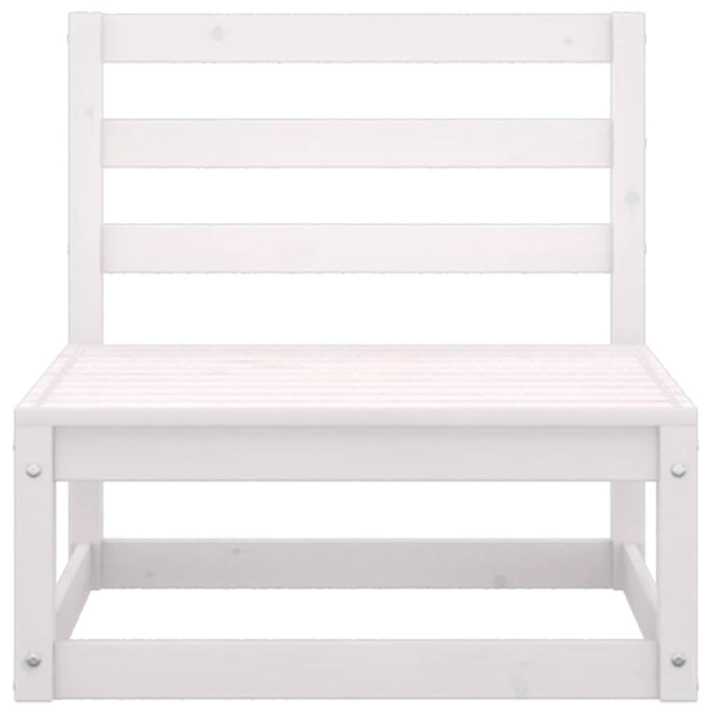 vidaXL Garten-Mittelsofa mit Anthrazit Kissen Weiß Massivholz Kiefer