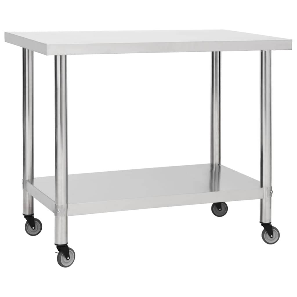 vidaXL Küchen-Arbeitstisch mit Rollen 100x30x85 cm Edelstahl