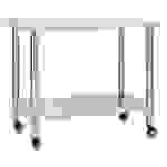 vidaXL Küchen-Arbeitstisch mit Rollen 100x30x85 cm Edelstahl