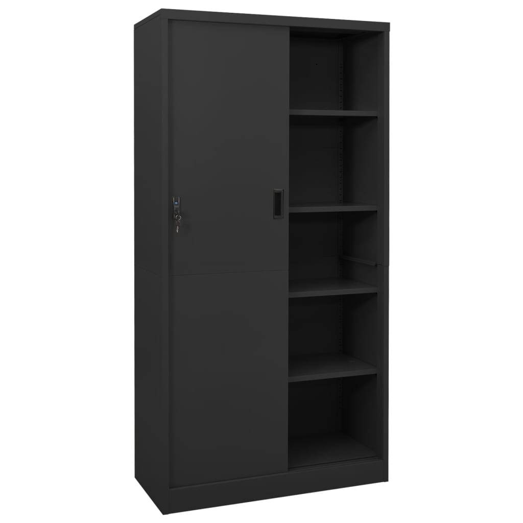 vidaXL Büroschrank mit Schiebetür Anthrazit 90x40x180 cm Stahl