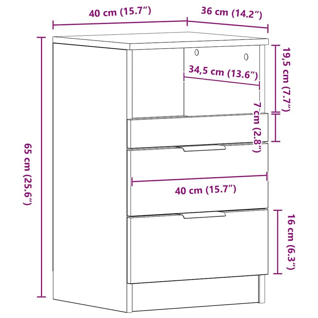 vidaXL Nachttische 2 Stk. Artisan-Eiche 40x36x65 cm Holzwerkstoff