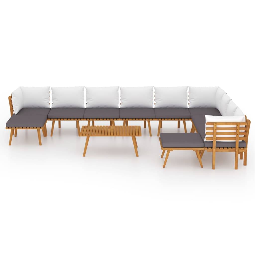 vidaXL 12-tlg. Garten-Lounge-Set mit Kissen Massivholz Akazie