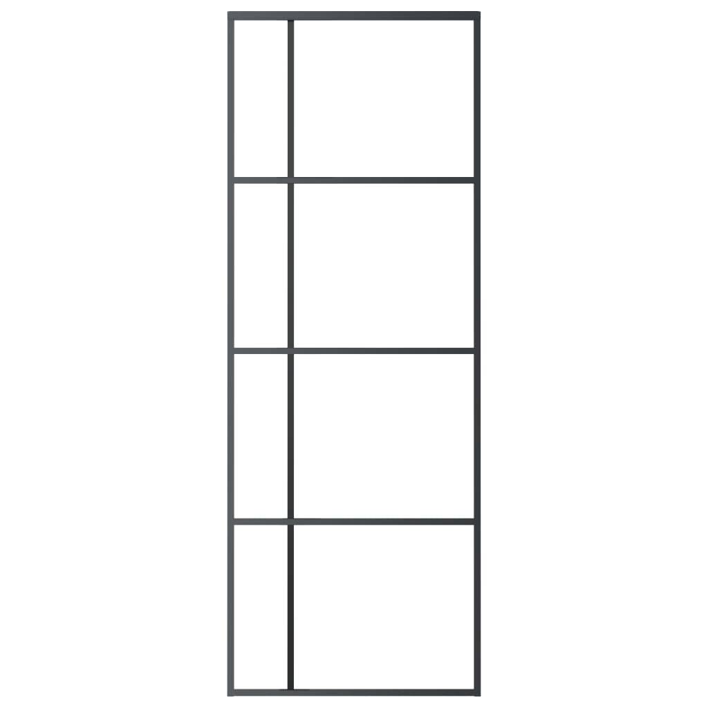 vidaXL Schiebetür ESG-Glas und Aluminium mattiert 90x205 cm Schwarz