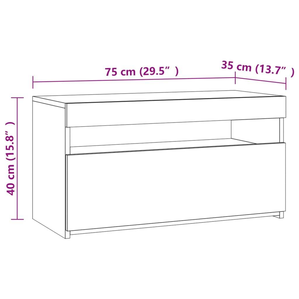 vidaXL TV-Schrank mit LED-Leuchten Hochglanz-Weiß 75x35x40 cm