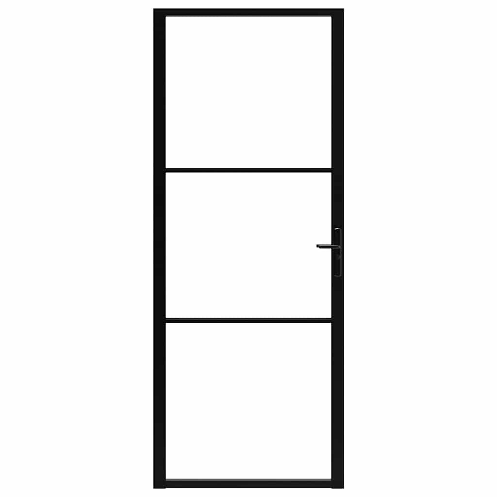 vidaXL Innentür ESG Glas und Aluminium 83x201,5 cm Schwarz