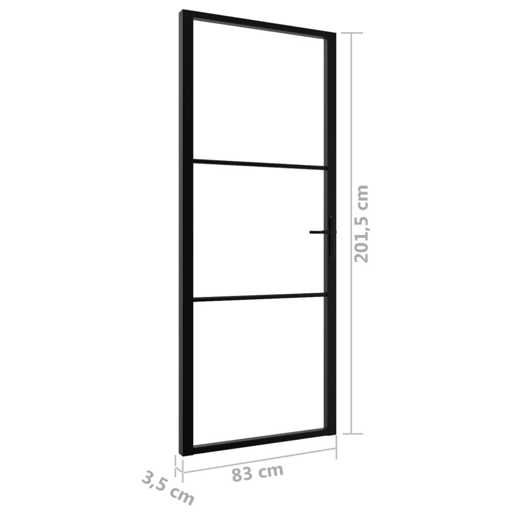 vidaXL Innentür ESG Glas und Aluminium 83x201,5 cm Schwarz