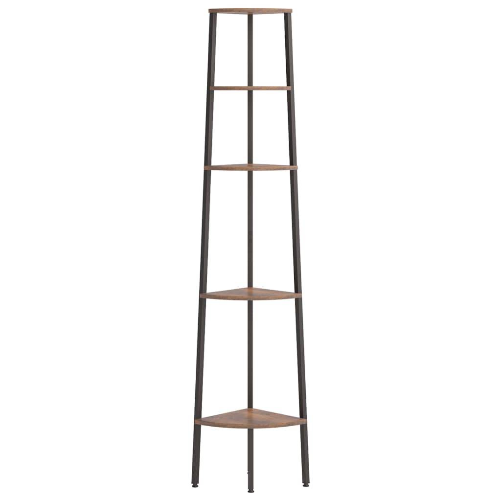 vidaXL Eckregal mit 5 Böden Dunkelbraun und Schwarz 45,5x31,5x180 cm