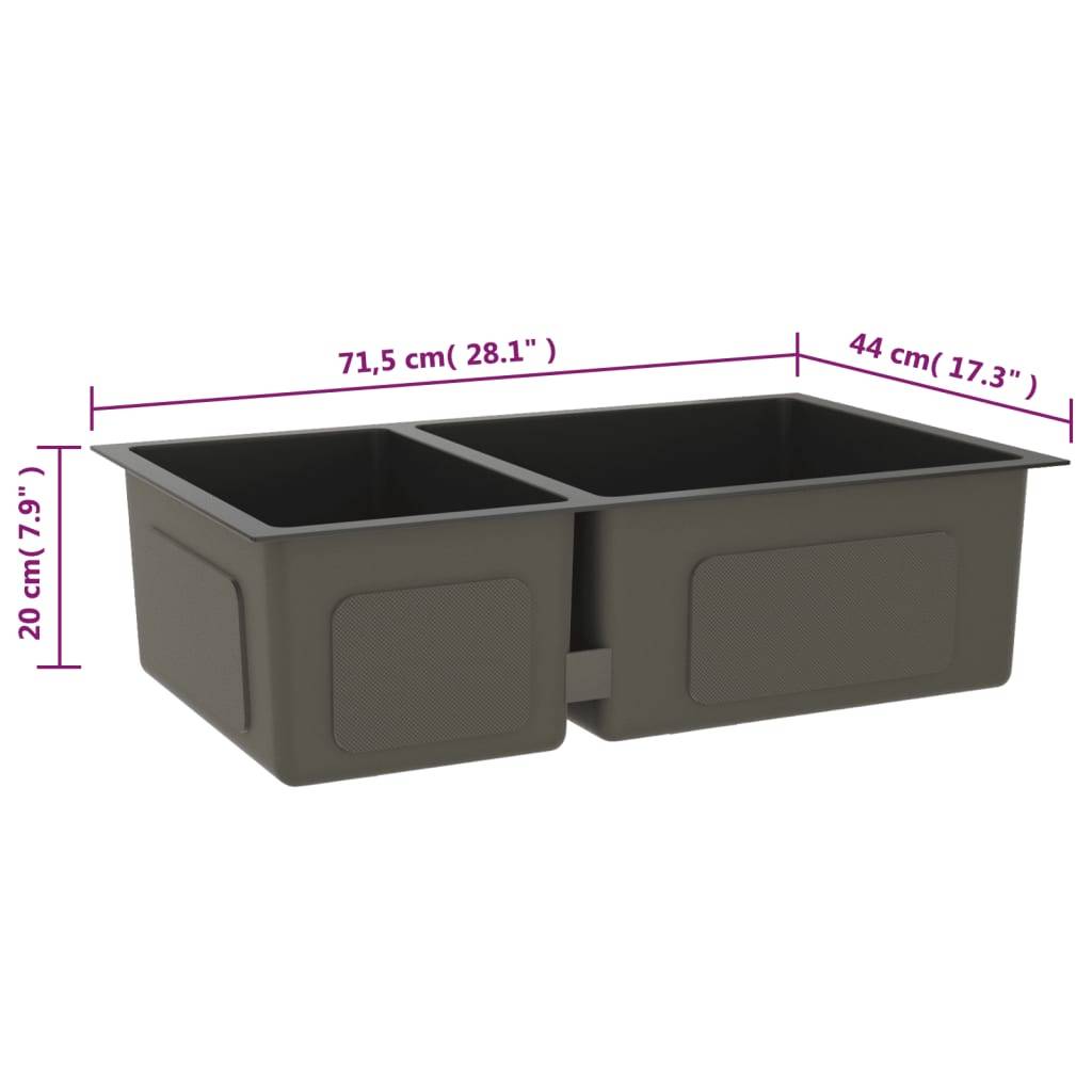 vidaXL Küchenspüle Schwarz Edelstahl