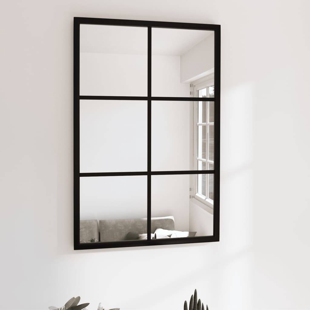 vidaXL Wandspiegel Schwarz 60x40 cm Metall