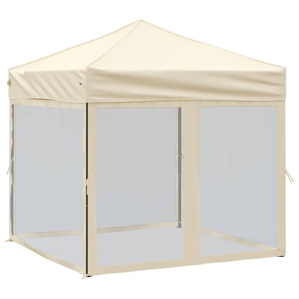 vidaXL Partyzelt Faltbar mit Seitenwänden Creme 2x2 m