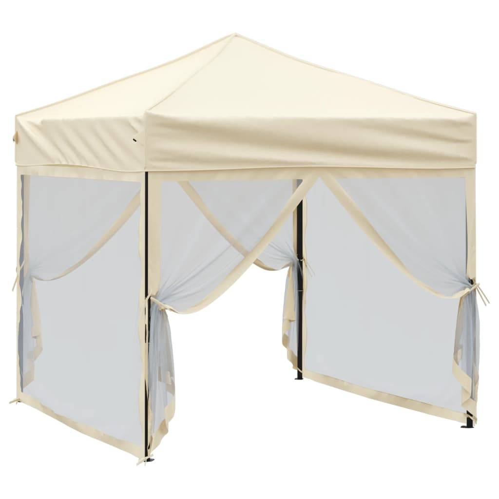vidaXL Partyzelt Faltbar mit Seitenwänden Creme 2x2 m