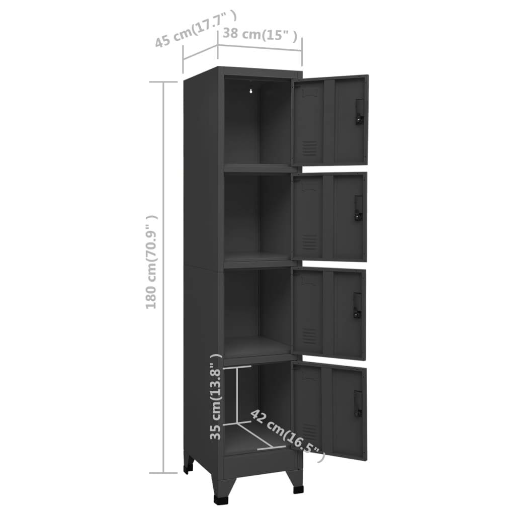 vidaXL Schließfachschrank Anthrazit 38x45x180 cm Stahl