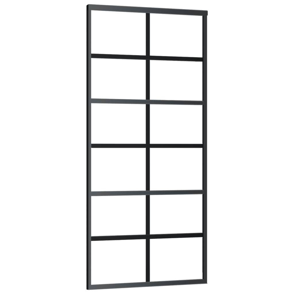 vidaXL Schiebetür ESG-Glas und Aluminium 90x205 cm Schwarz