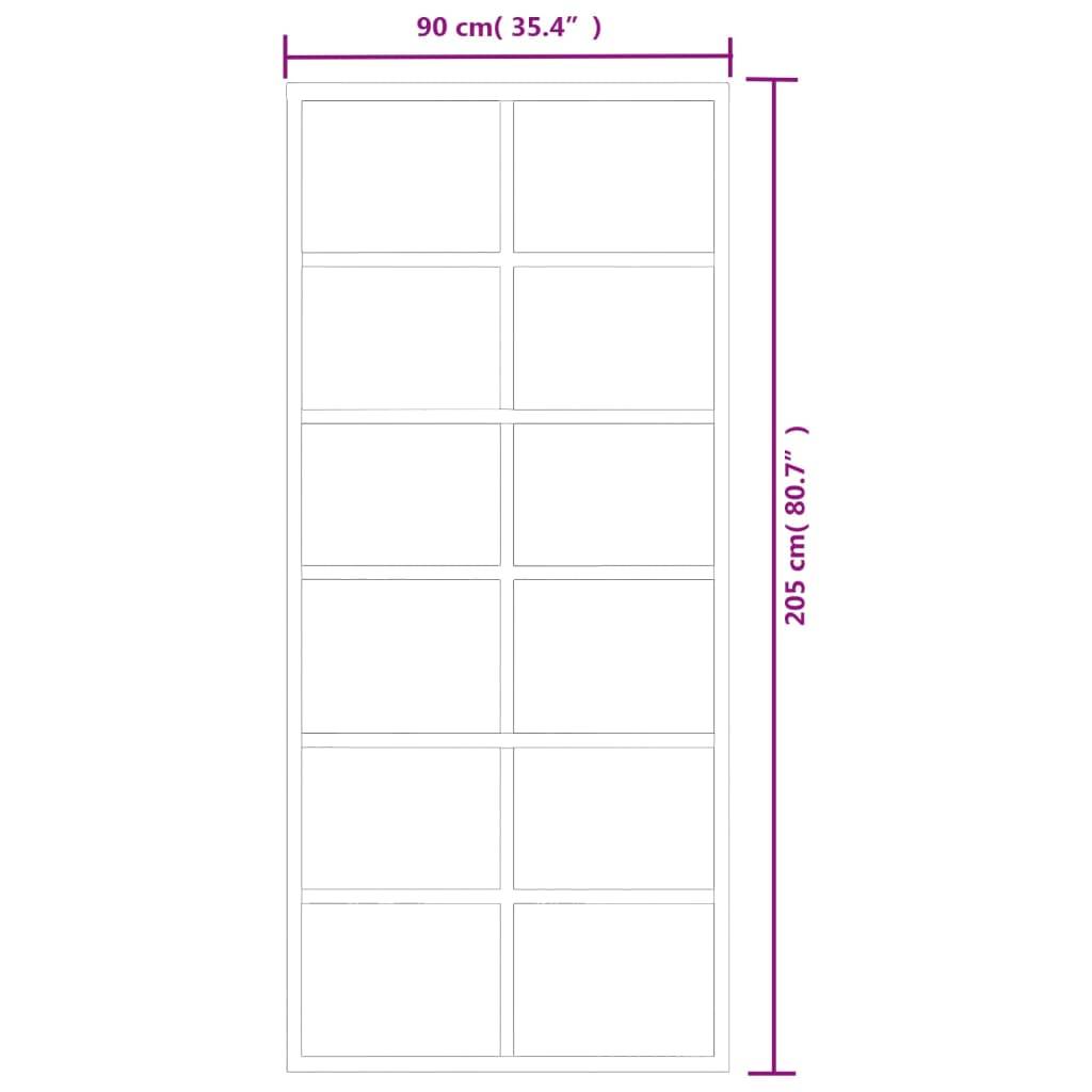 vidaXL Schiebetür ESG-Glas und Aluminium 90x205 cm Schwarz