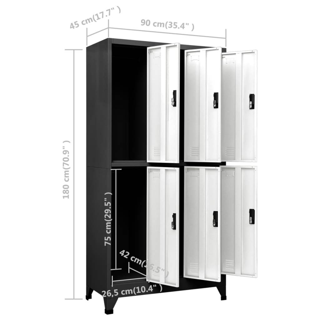 vidaXL Schließfachschrank Anthrazit und Weiß 90x45x180 cm Stahl