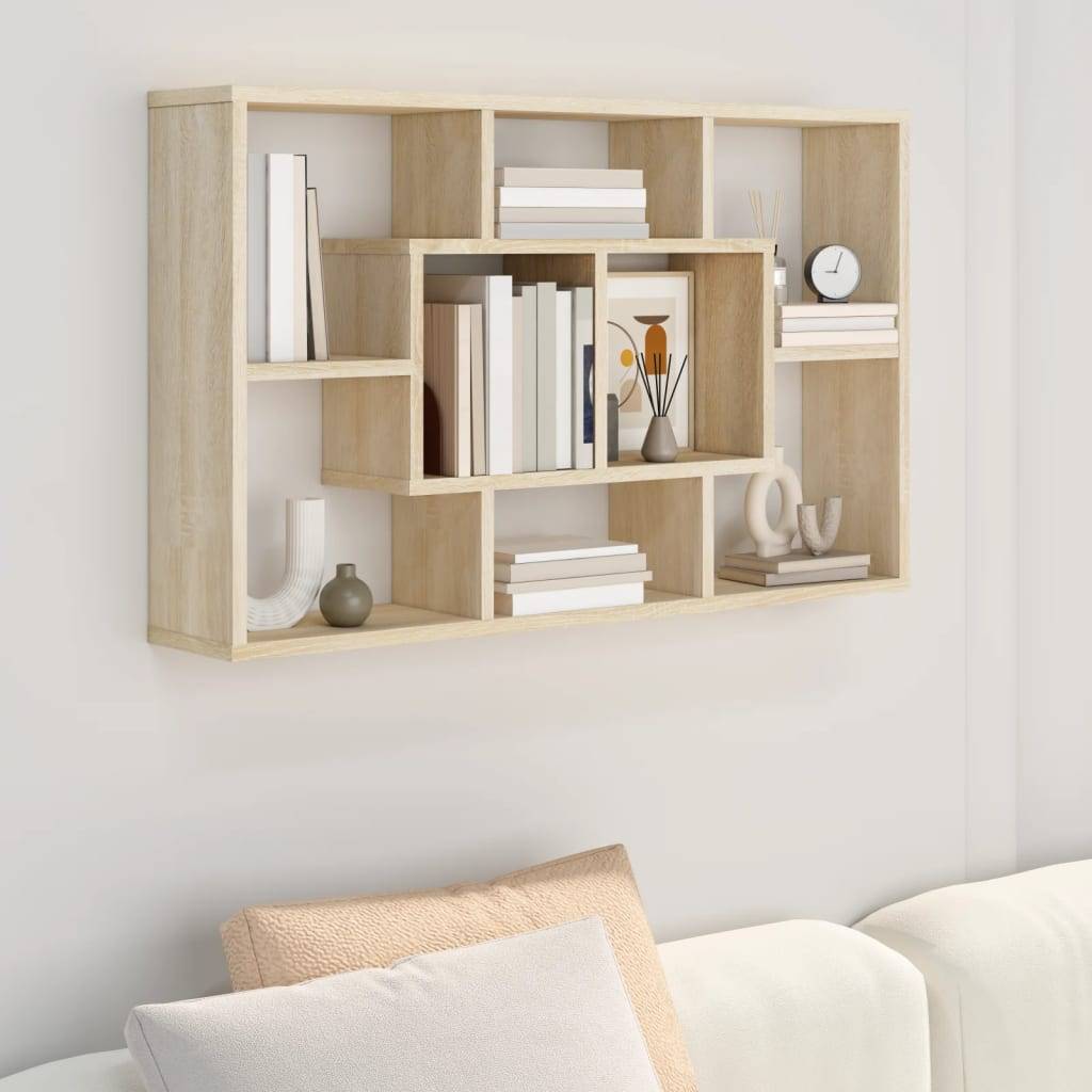 vidaXL Wandregal Sonoma-Eiche 85x16x52,5 cm Holzwerkstoff