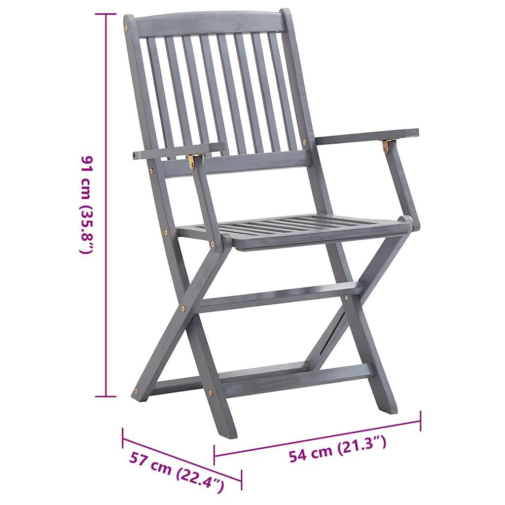 vidaXL Klappbare Gartenstühle 2 Stk. mit Sitzkissen Massivholz Akazie