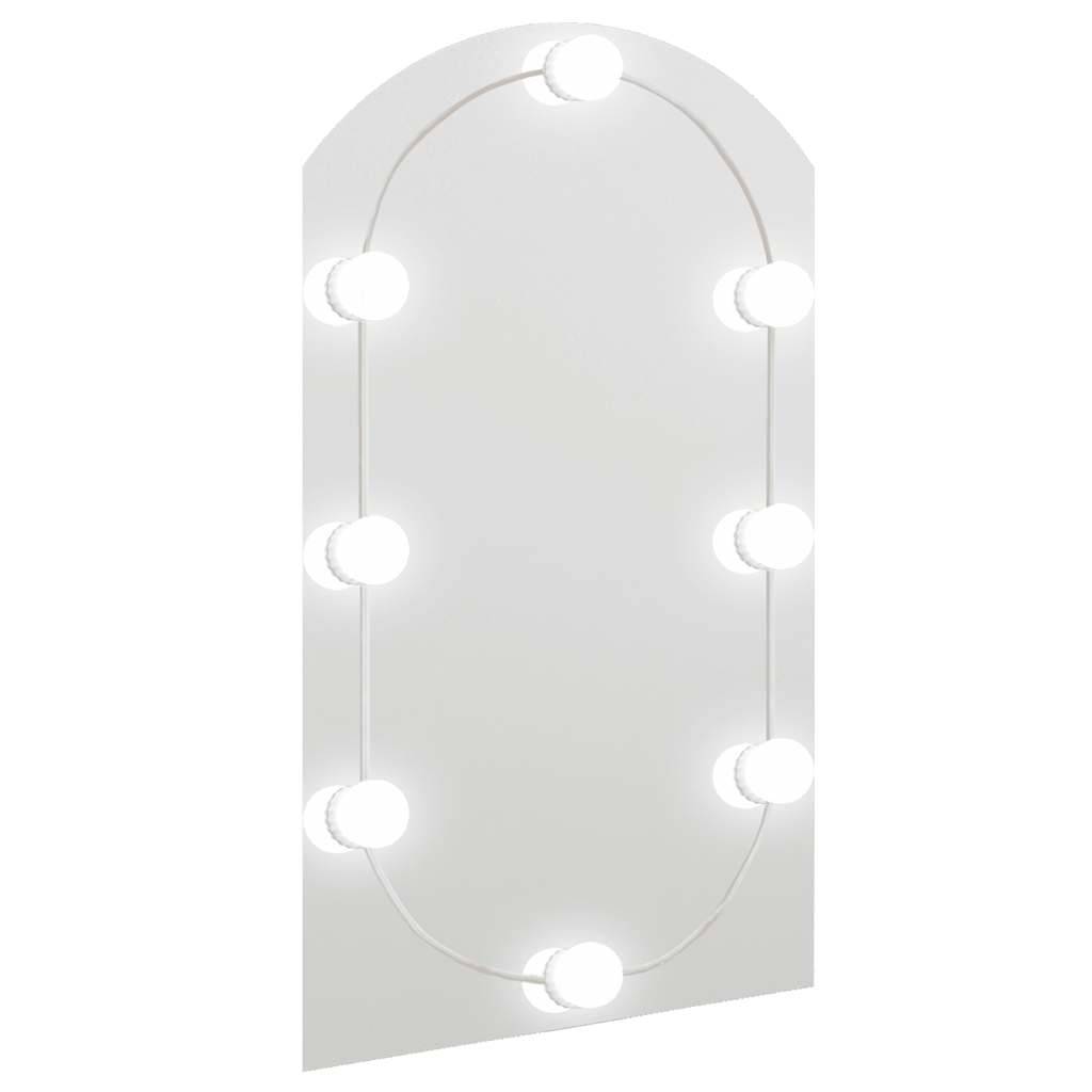 vidaXL Spiegel mit LED-Leuchten 70x40 cm Glas Bogenförmig