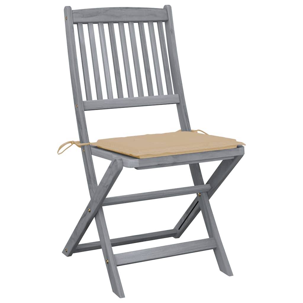 vidaXL Klappbare Gartenstühle 2 Stk. mit Kissen Massivholz Akazie