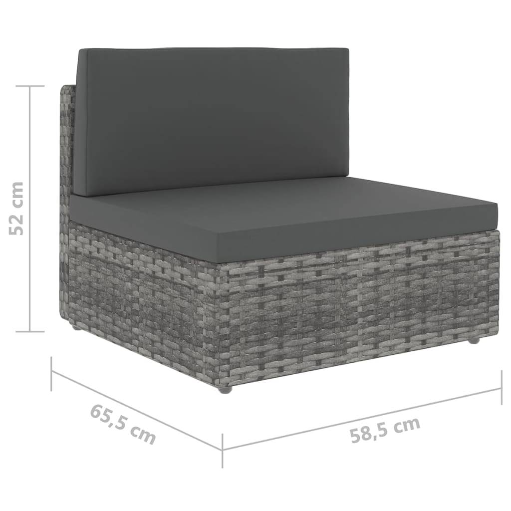 vidaXL 8-tlg. Garten-Lounge-Set mit Kissen Grau Poly Rattan
