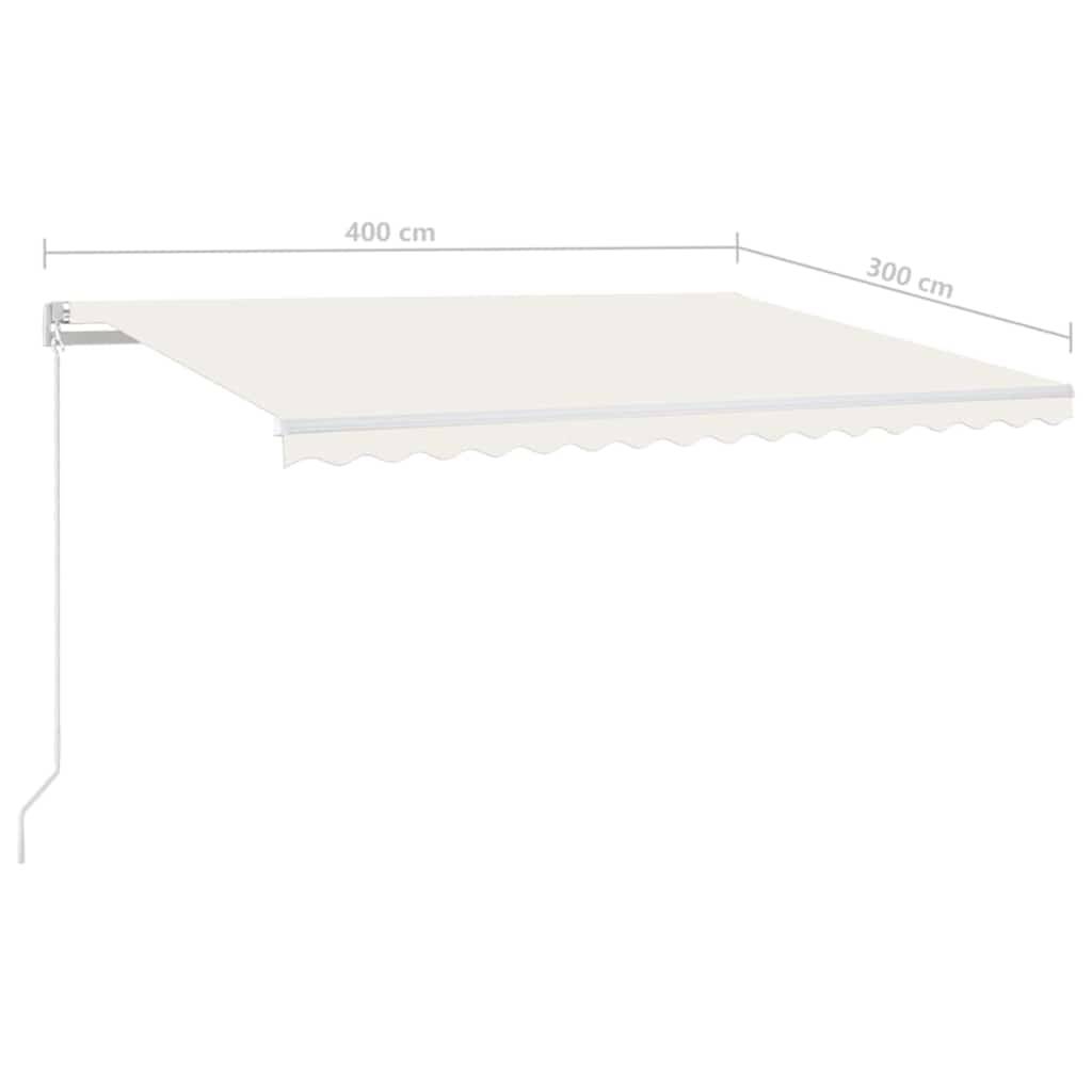 vidaXL Markise Manuell Einziehbar mit LED 400x300 cm Creme