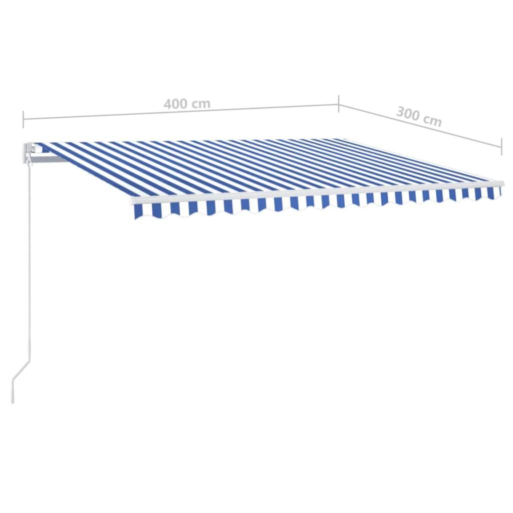 vidaXL Markise Manuell Einziehbar mit LED 400x300 cm Blau und Weiß