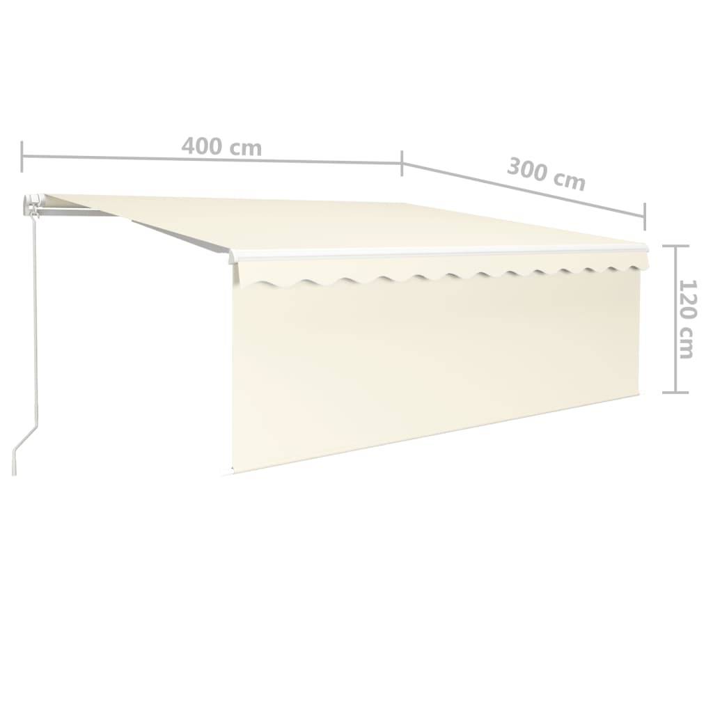 vidaXL Markise Manuell Einziehbar mit Rollo & LED 4x3 m Creme