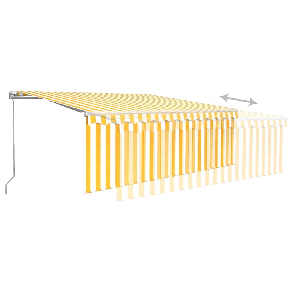 vidaXL Markise Manuell Einziehbar mit Rollo & LED 4x3 m Gelb & Weiß