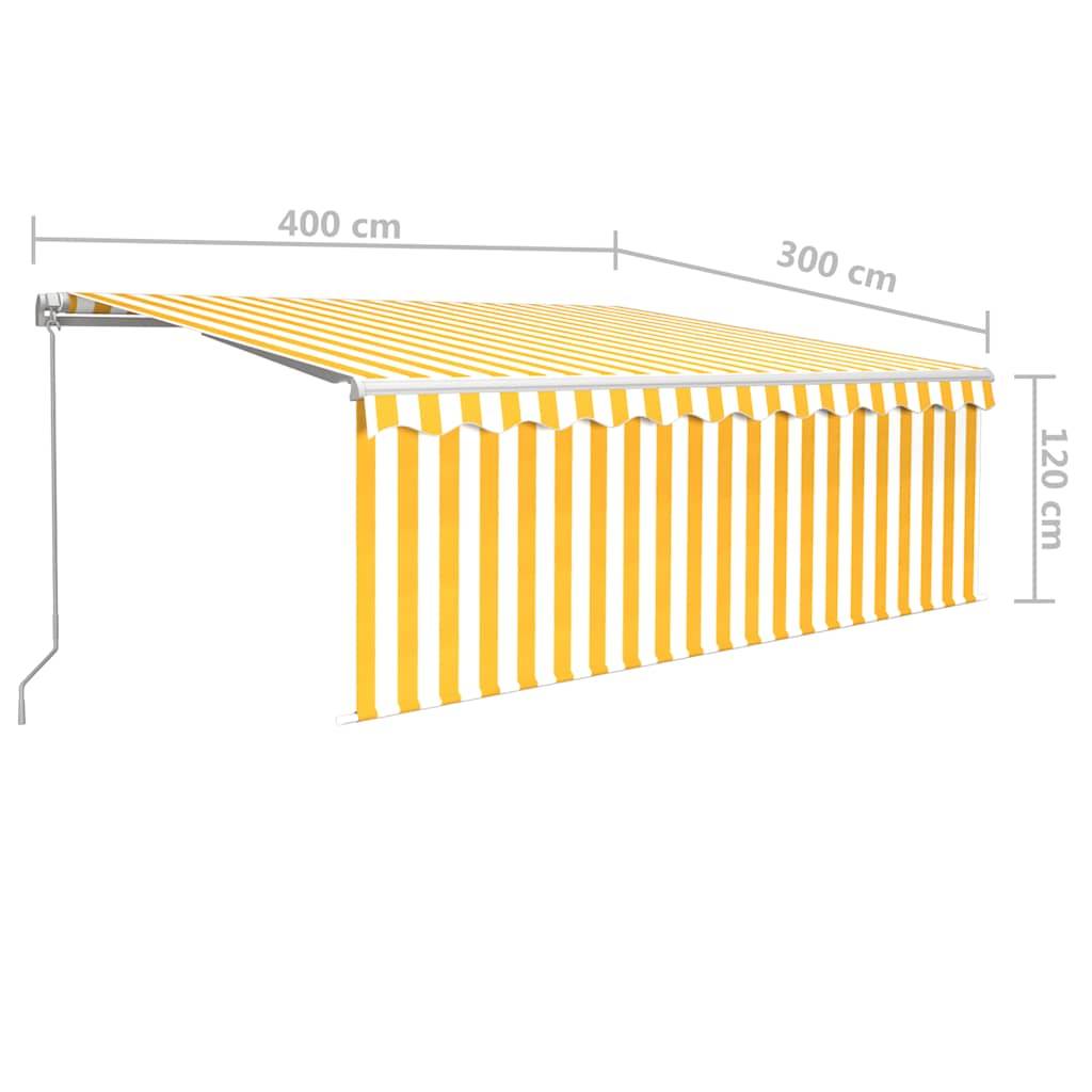 vidaXL Markise Manuell Einziehbar mit Rollo & LED 4x3 m Gelb & Weiß