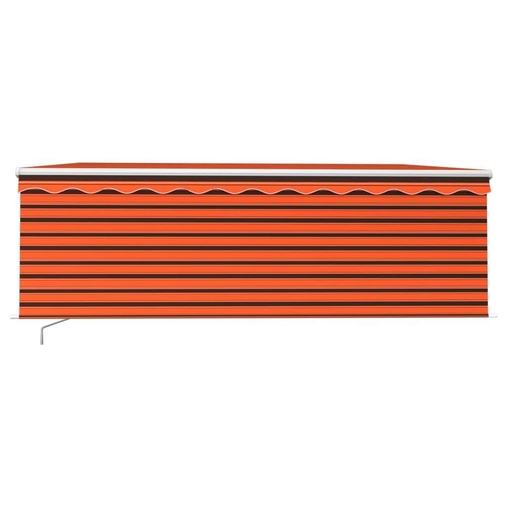vidaXL Markise Manuell Einziehbar mit Rollo & LED 4x3 m Orange & Braun