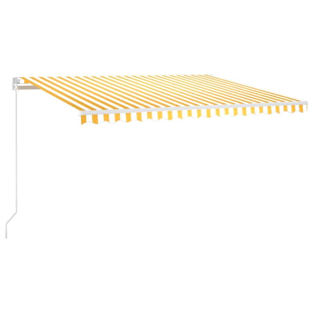 vidaXL Markise Manuell Einziehbar mit LED 400x300 cm Gelb und Weiß