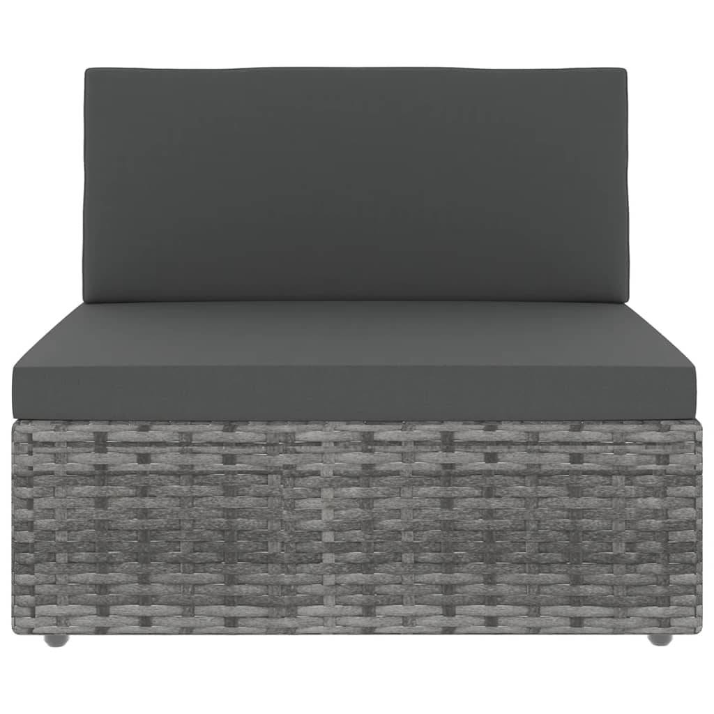 vidaXL 5-tlg. Garten-Lounge-Set mit Kissen Grau Poly Rattan