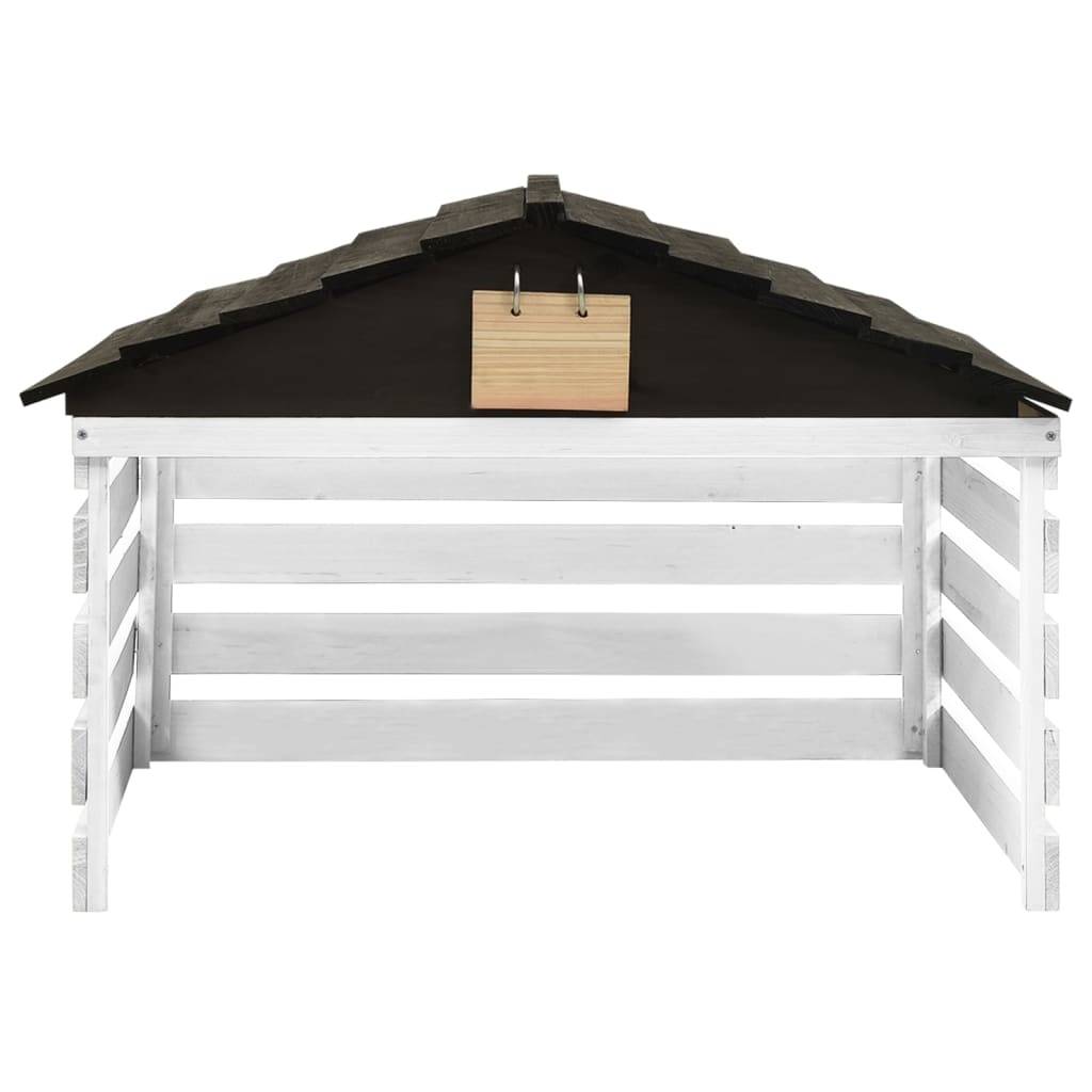 vidaXL Mähroboter-Garage Schwarz und Weiß 78x74x54 cm Tannenholz